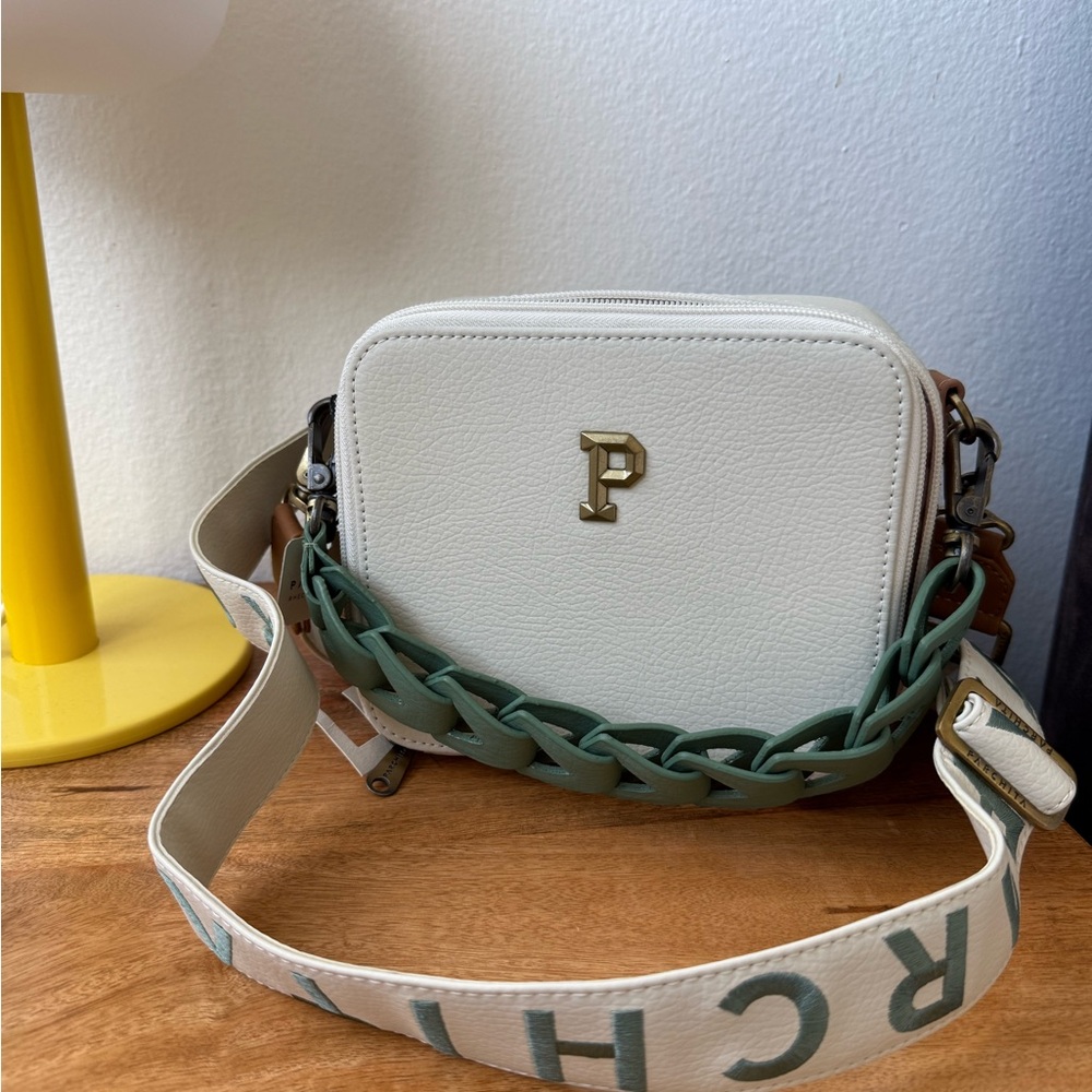 Parchita Stylish Cream and Green Crossbody Bag